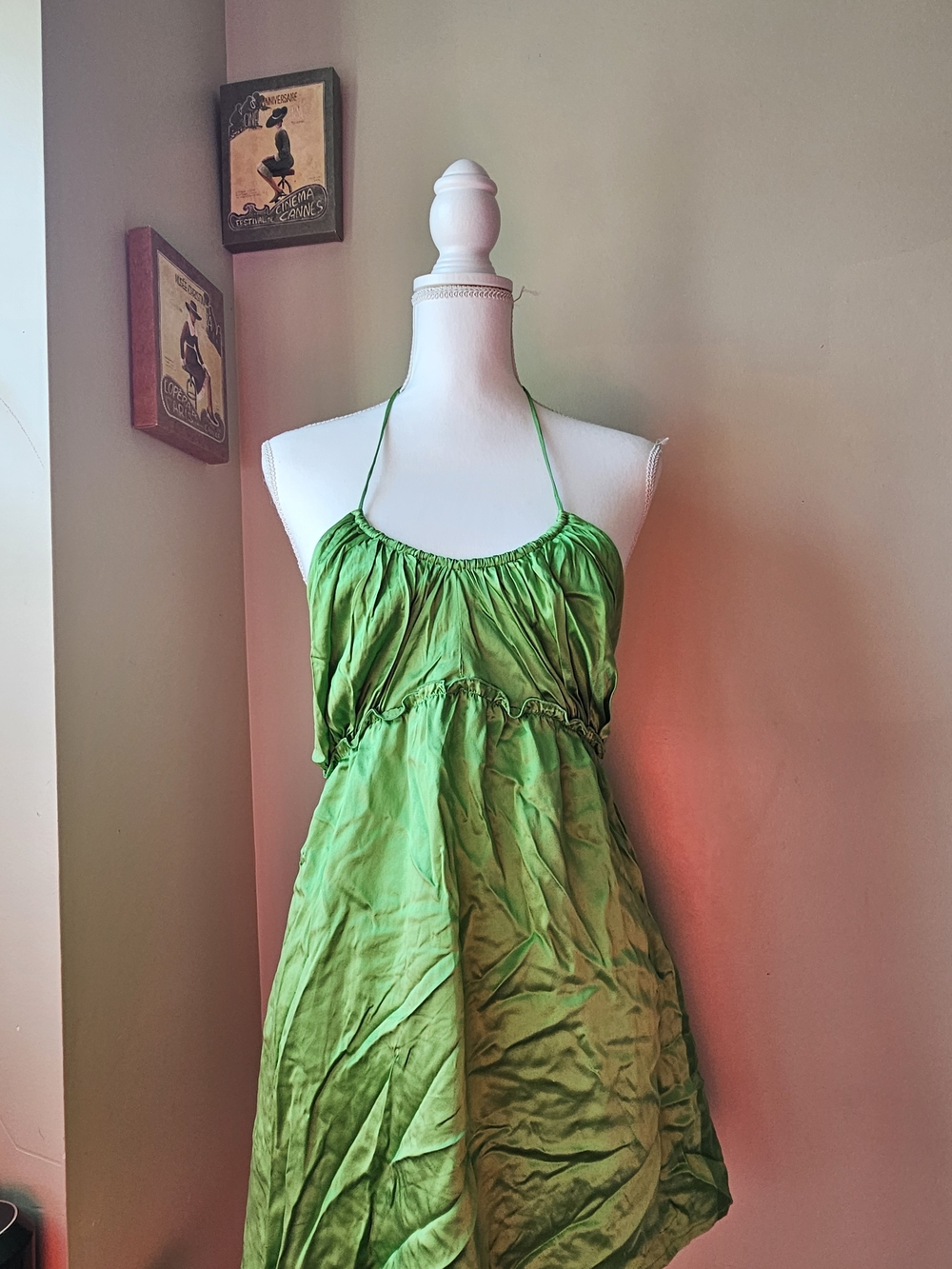 To the Max Bright Green Halter Chemise